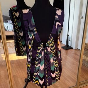 Missoni Purple Multi Chevron Tie-Front V-Neck Camisole